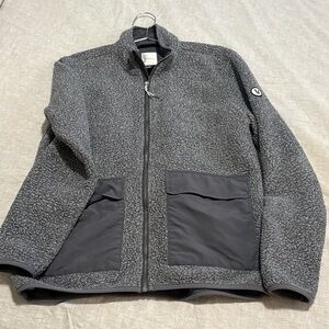 Vuori Charcoal Sherpa Jacket with Dark Gray Patch Pockets